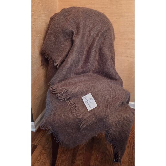 Yves Delorme Paris 100% Mohair King Blanket Nutmeg Brown Heavyweight 180x240cm - Picture 6 of 7